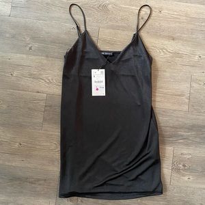 ZARA | black mini slip dress
